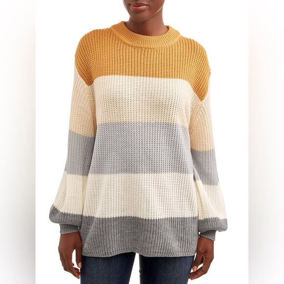 Dreamer’s by Debut Color block Knit Sweater Top Size Small Oversized Loose - Picture 1 of 6